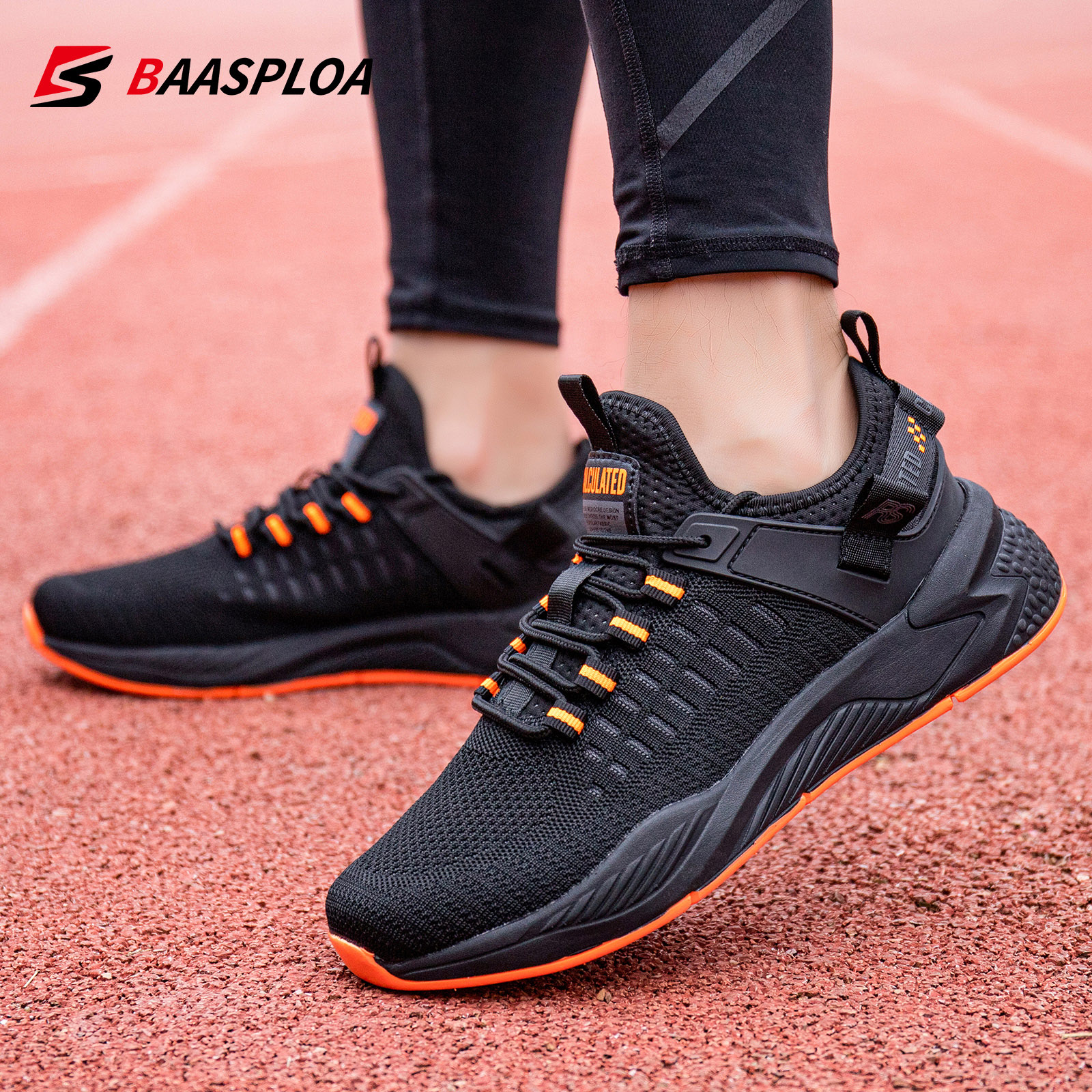 Baasploa Men Running Shoes Non-slip Shock Absorption Sneaker Lightweight Tennis Shoe Waterproof Man Breathable Casual Shoes