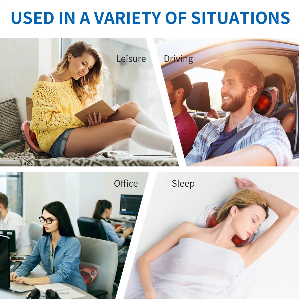 Head relaxation electric shoulder back finger pressure neck massage pillow 3-speed 241105