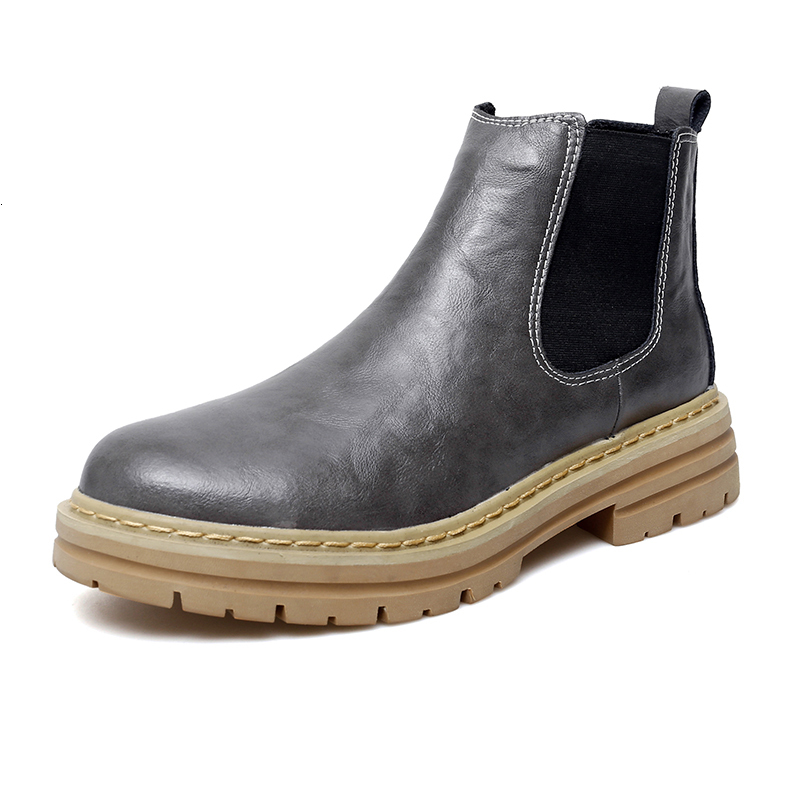 Platform Boots Men Style Ankle Leather Botas Hombre Winter Plush Warm Big Size 47 48 Thick Soles