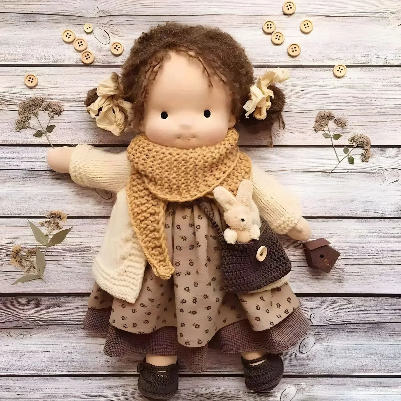 Waldorf Doll Handmade Mini Dress Up Dolls Cute Native Enamel Kawaii Soft Stuffed Plush Toys Girl Kids Birthday Gift 241106