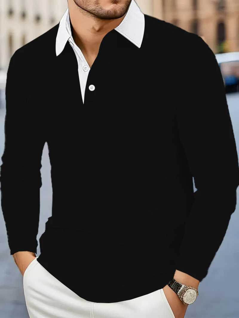 Mens casual solid color long sved shirt used for outdoor sports in spring and autumn outdoor strt daily collar long sved W241106