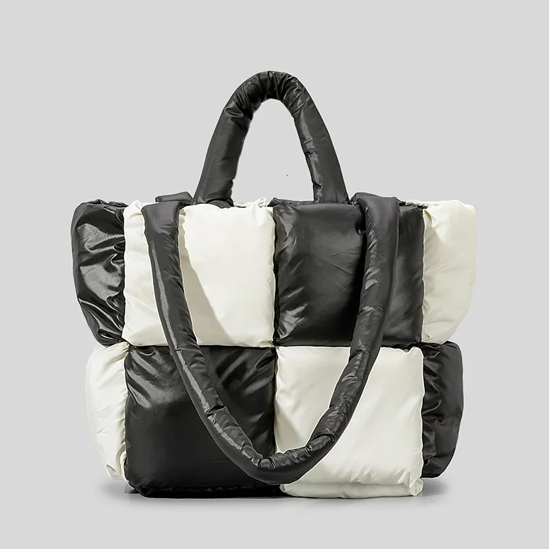 Fashionable large handbag cushion handbag er childrens shoulder bag nylon down cotton cross body bag winter wallet 2024241106
