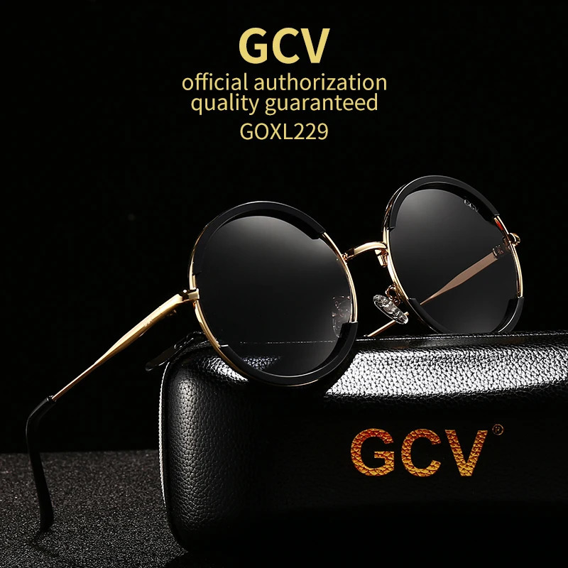 GCV Selling Classic Mens and Womens Gorgeous Sunglasses Round Frame Glasses Fashion Punk Style Metal Polarization 241106