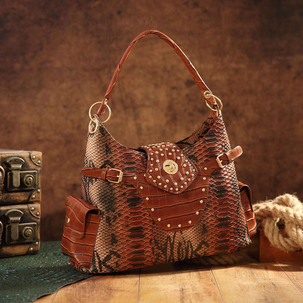 OLOEY New Women's Bag Tote Snake Pattern One Shoulder Handbag TK