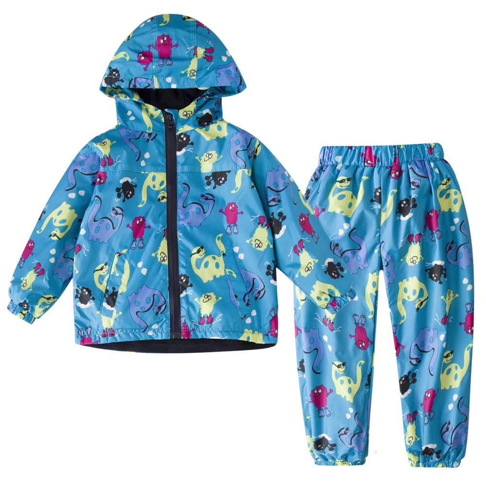 Autumn Winter Warm Waterproof Clothes Long Sleeve Boy Girls Outfits Hoddie CoatPants Sets Raincoat Children Clothing 2 4 6 Yrs 241106