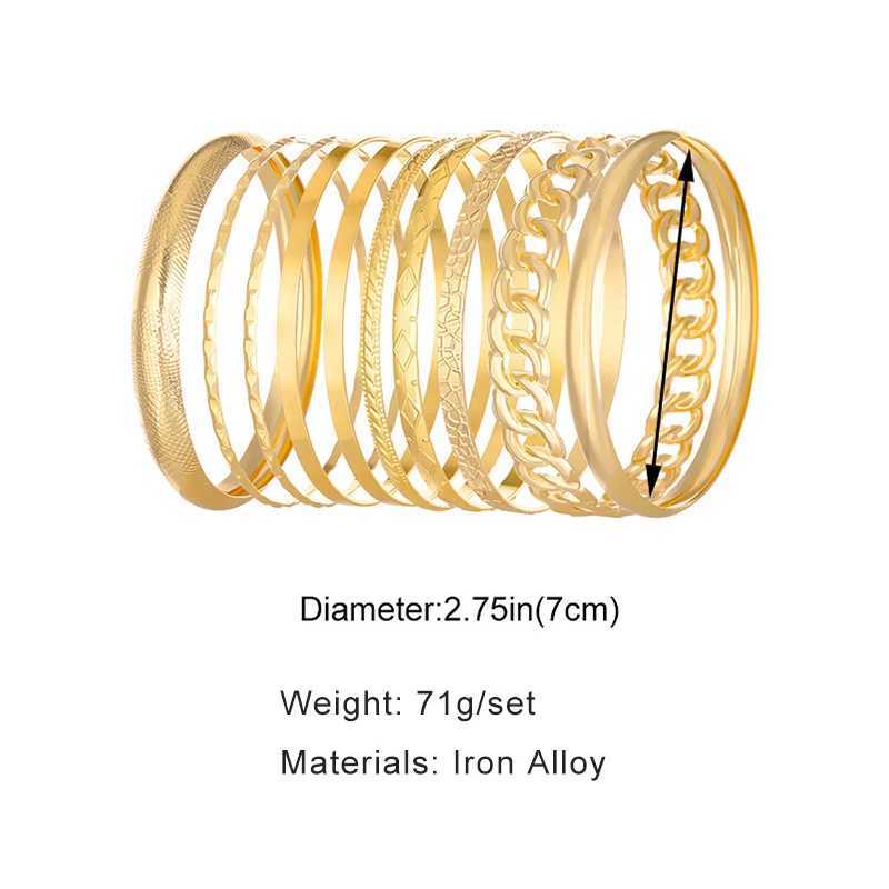 10 piece metal bracelet set suitable for Wenzhong style punk texture fashion jewelry classic holiday accessories gift 2023432 X241106