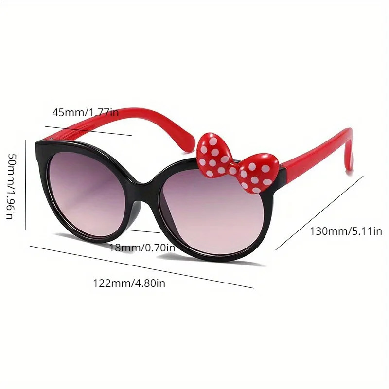 Adorable Color Block With Bow Decor Large Frame Sunglasses Teens Boys Girls Outdoor Party Vacation Travel kids eyewear 240402