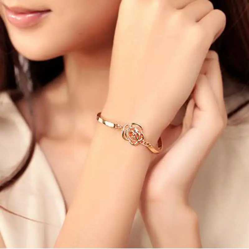 Korean Fashion Personalized Rose Tea Lia Bileklik Bracelet Crystal Rhinestone Jewelry Bracelet X241106