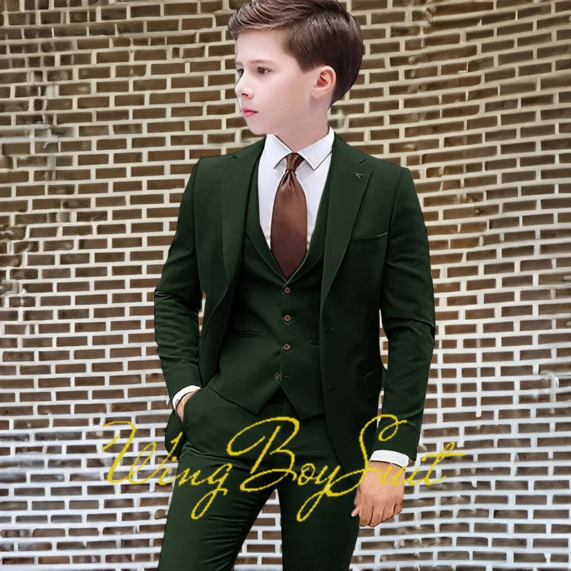 Boys Kids Suits Wedding Tuxedo Formal Jacket Vest Pants 3 Piece Set 2-16 Custom Sizes Clothes Child Blazer 241106