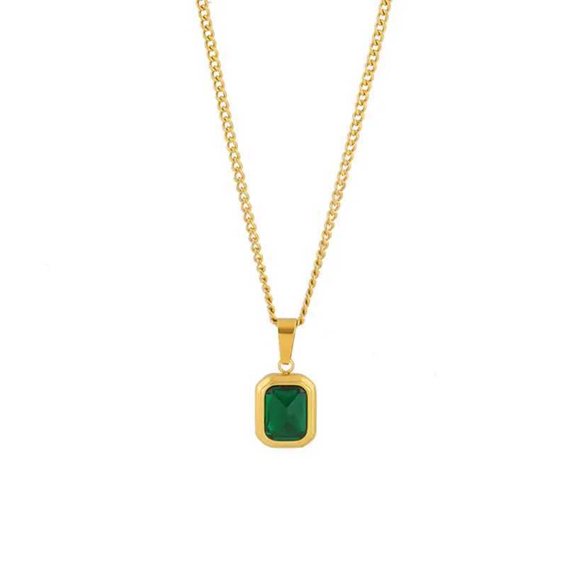 Fashionable retro square green zircon pendant necklace used for charming necklaces girls wedding engagement jewelry gifts X241106
