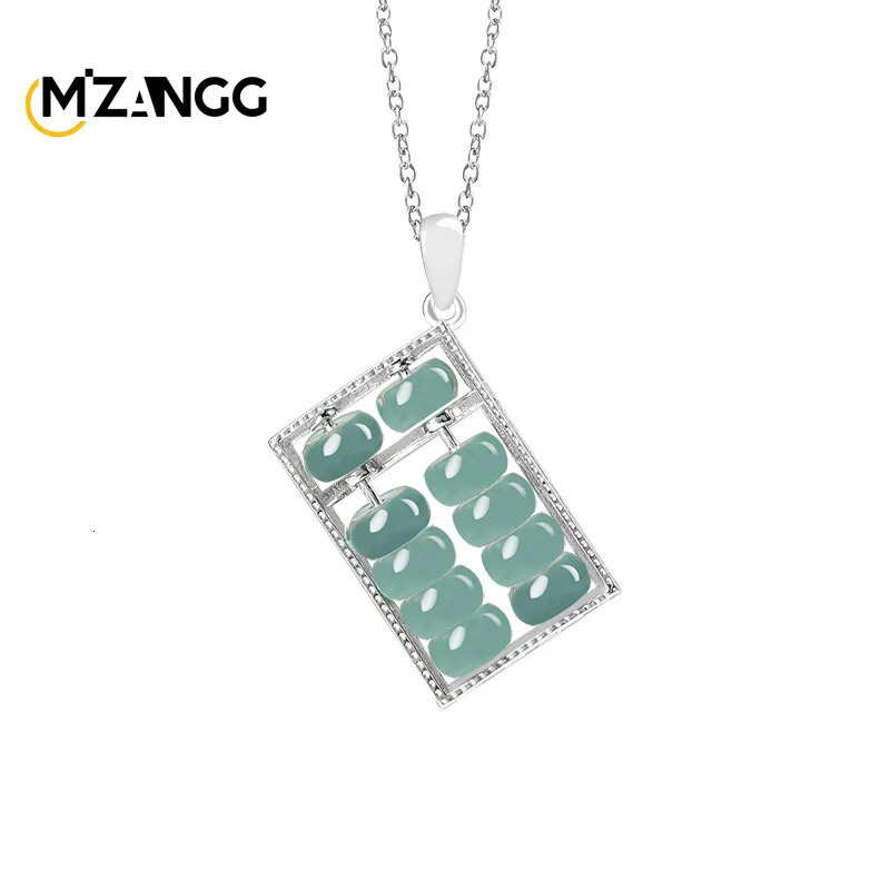 Myanmar Jade Blue Water Wealth Abakas Pendant S925 Silver Inlaid Jade Necklace Mens and Womens Fashion Jewelry 241106
