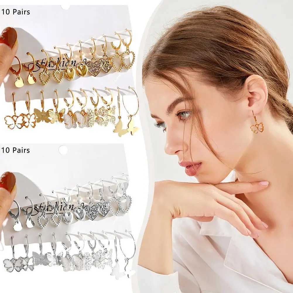 New Golden Ring Earring Set with New Creative Simple Hollow Pendant Earrings Suitable for Fashion and Trendy Je S3H6 X241106