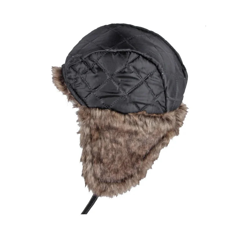 Warm winter Ushanka Russian hat for male and female pilots bomber trap hat leather skiing snow hat ear protection hat glasses 241106