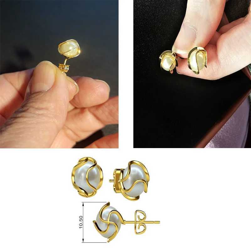 18K gold-plated groove style pearl earrings Wens fashion jewelry 10mm party gift simple fashionable cute design small luxury X241106