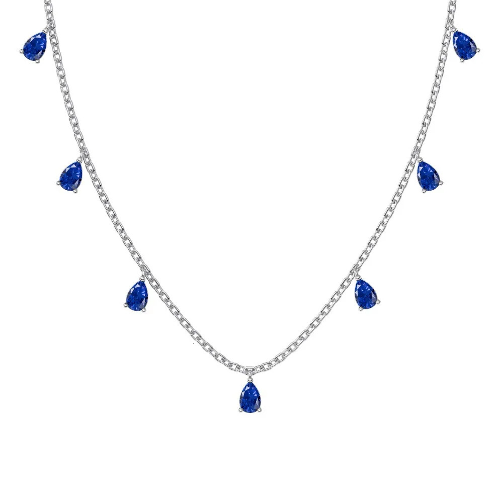 Real S925 Silver Drop Necklace Womens Radiant Diamond Pendant Necklace Jewelry Shining 5A Zircon Girl Gift Womens Party 241106