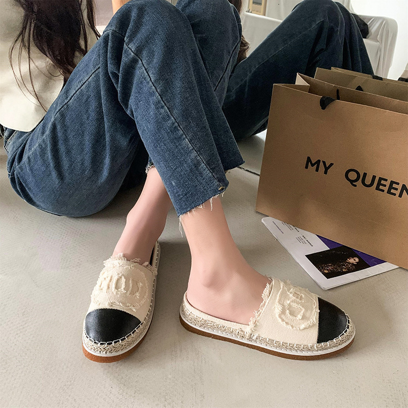 Fisherman's shoes for women 2024 new autumn casual flat toe half slippers, small fragrant style, internet famous, single shoe trend
