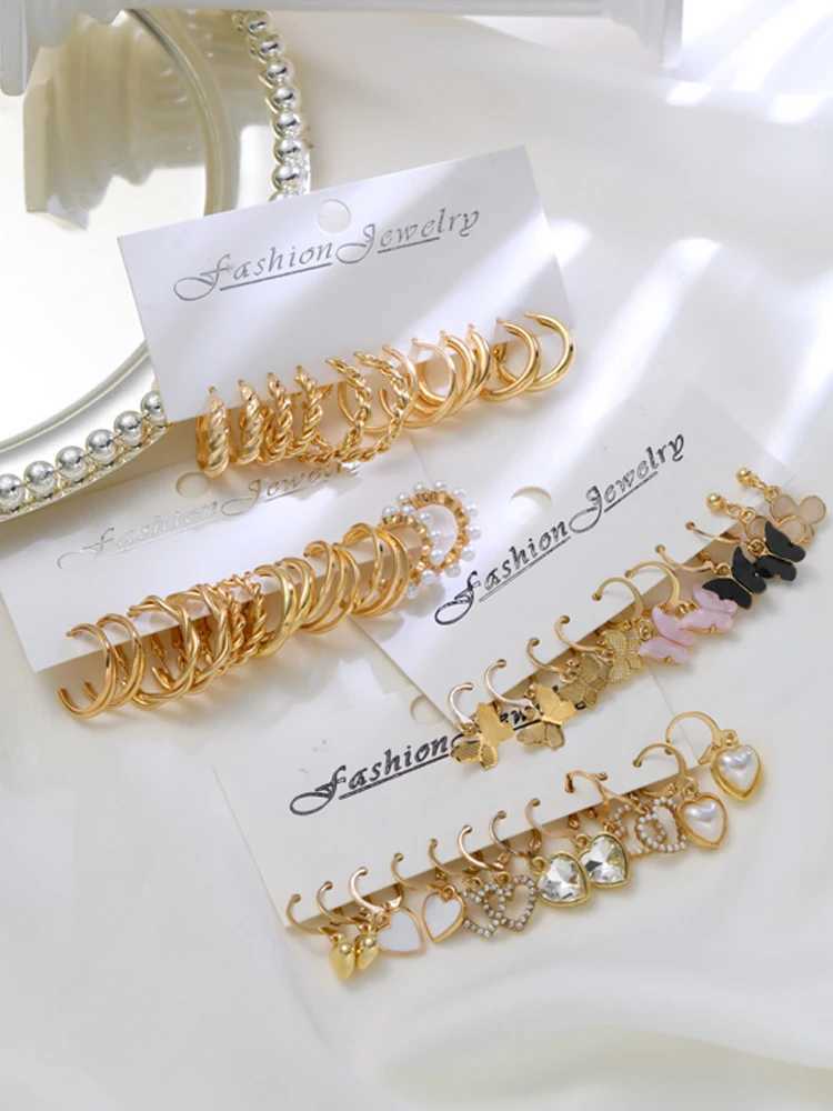 New set of 23 gold bow earrings designed for vintage pearl ring pendant earrings in Wenbohe and fashionable jewelry gifts X241106