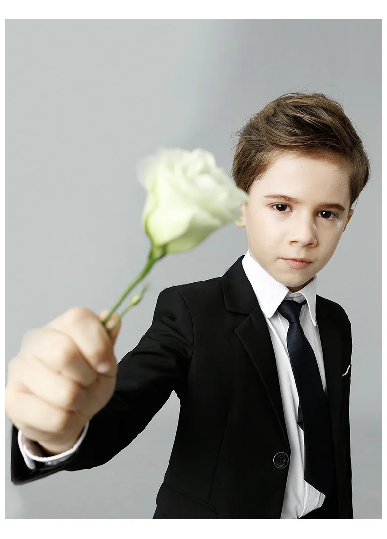 Children Black Blue Skinny Wedding Suit Teenager Kids Soft Pograph Party Performance Costume Boys 007 Ceremony Tuxedo Dress 241106