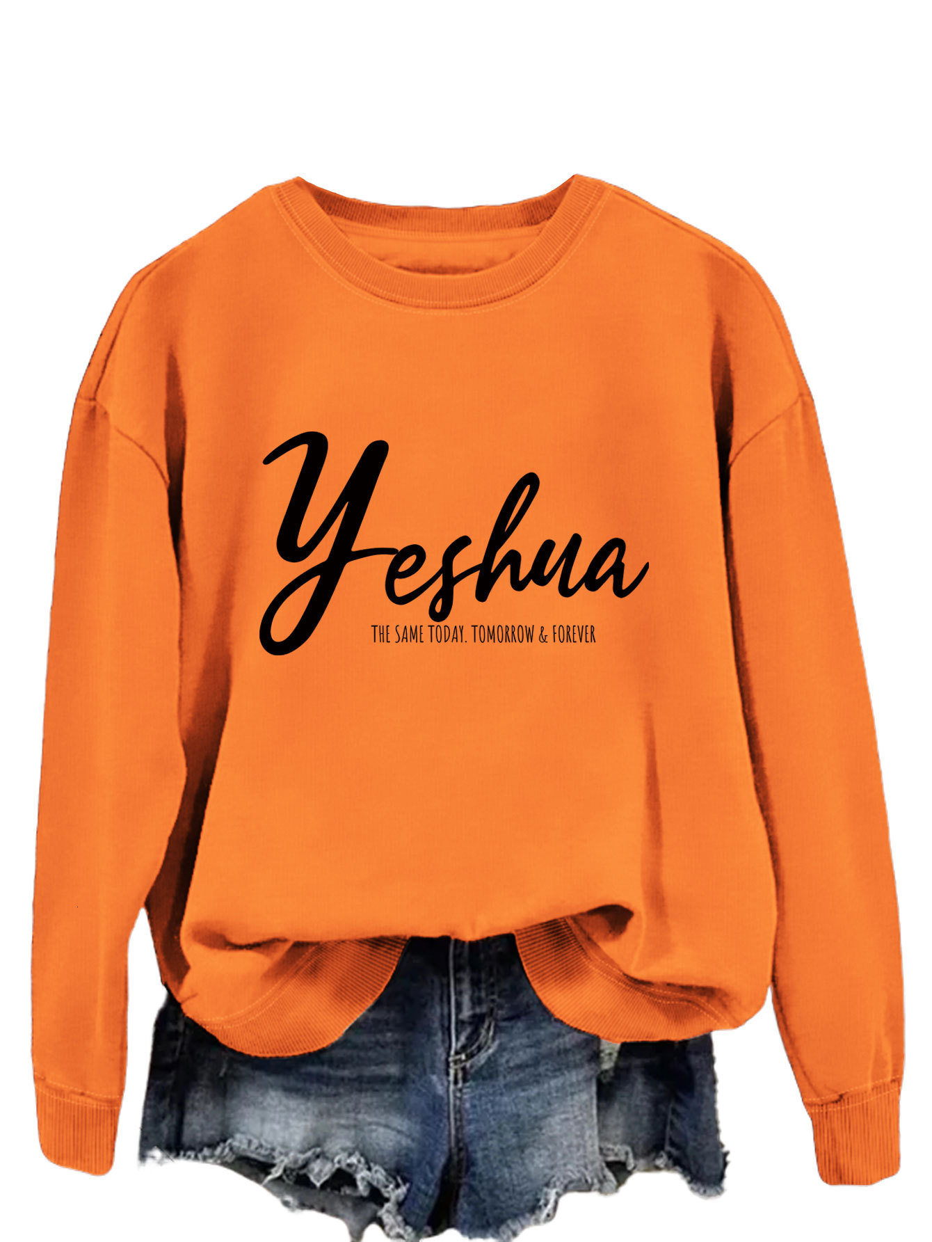 Yeshua the same fashionable round neck pullover top casual loose autumn womens hoodie