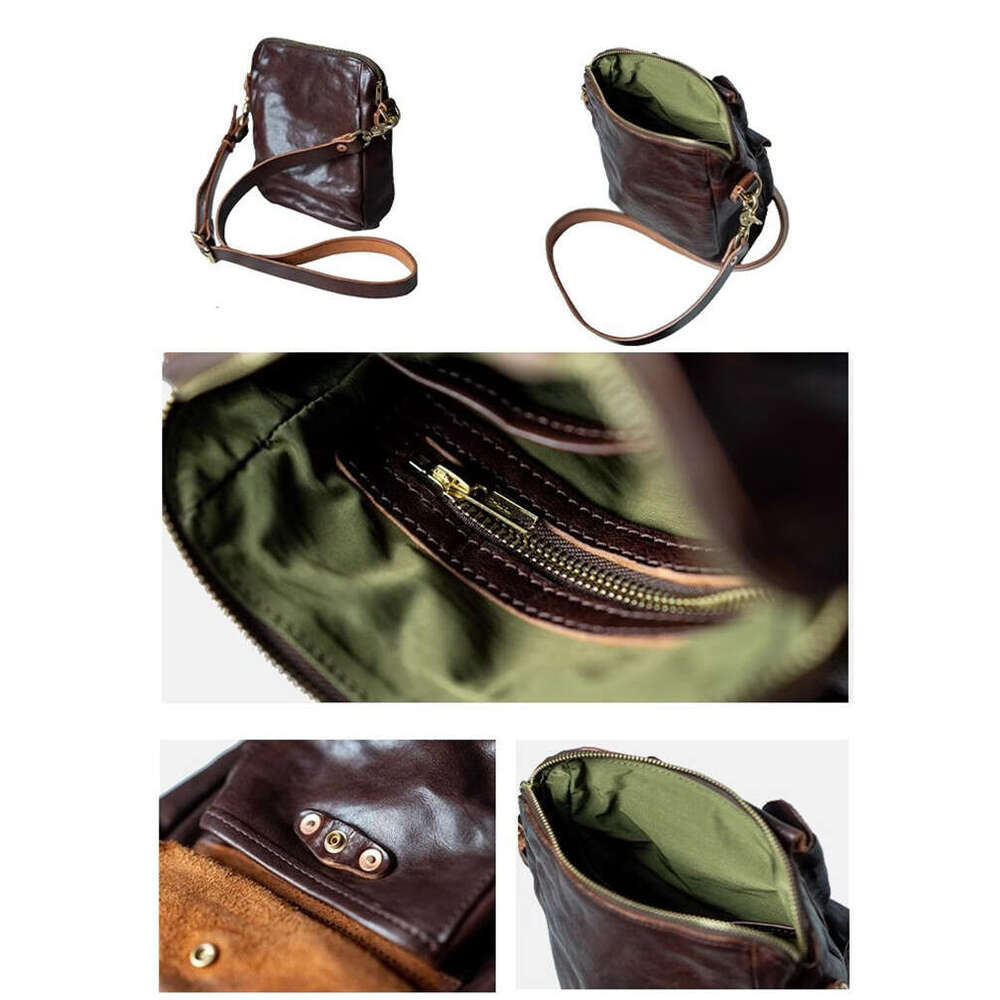 Organizers Designers Handmade Genuine Leather Men's Messenger Leisure Retro Real Cowhide Multi-Pocket Shoulder Bag