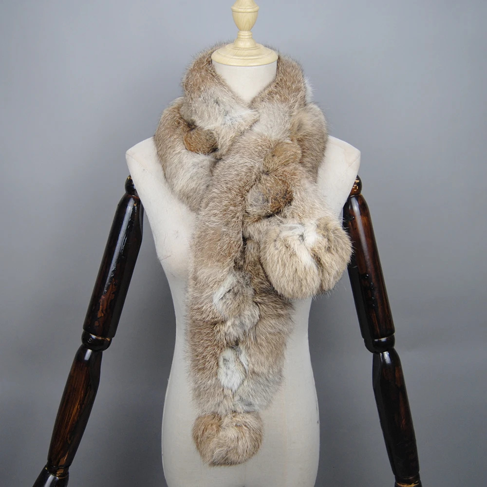 Winter Scarf Natural True Rabbit Fur Warm Scarf Fashionable Soft Plush Thick Snode Scarf Shawl Suitable for Adults Children and Girls 241106