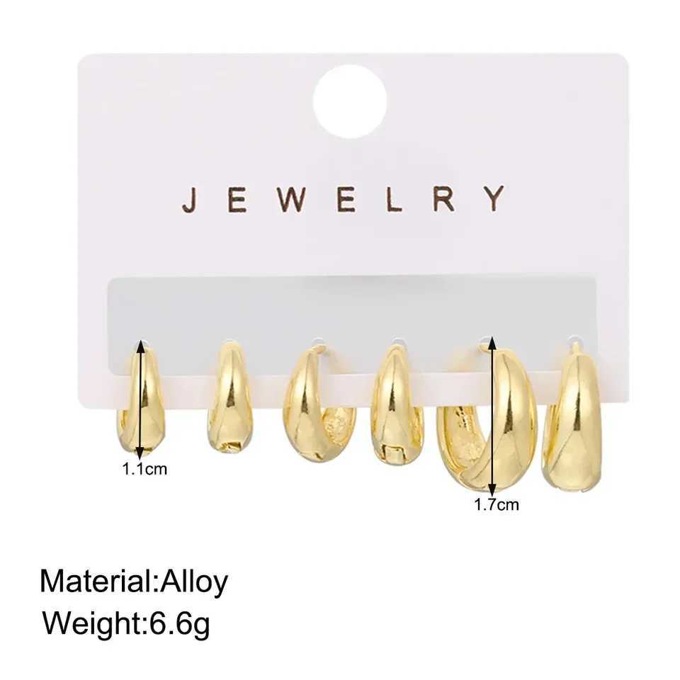 6 pieces/set of stainless steel minimalist hug ring earrings suitable for warm and simple metal ring small earrings neutral punk rock jewelry X241106