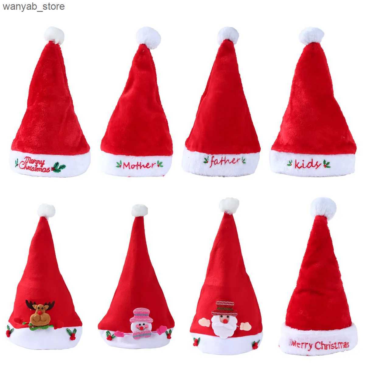 Wide Brim Hats Bucket Hats 2023 Adults Kids Christmas Hats Non-woven Fabric Santa Claus Xmas Hats Merry Christmas New Year Party Festival Decoration G