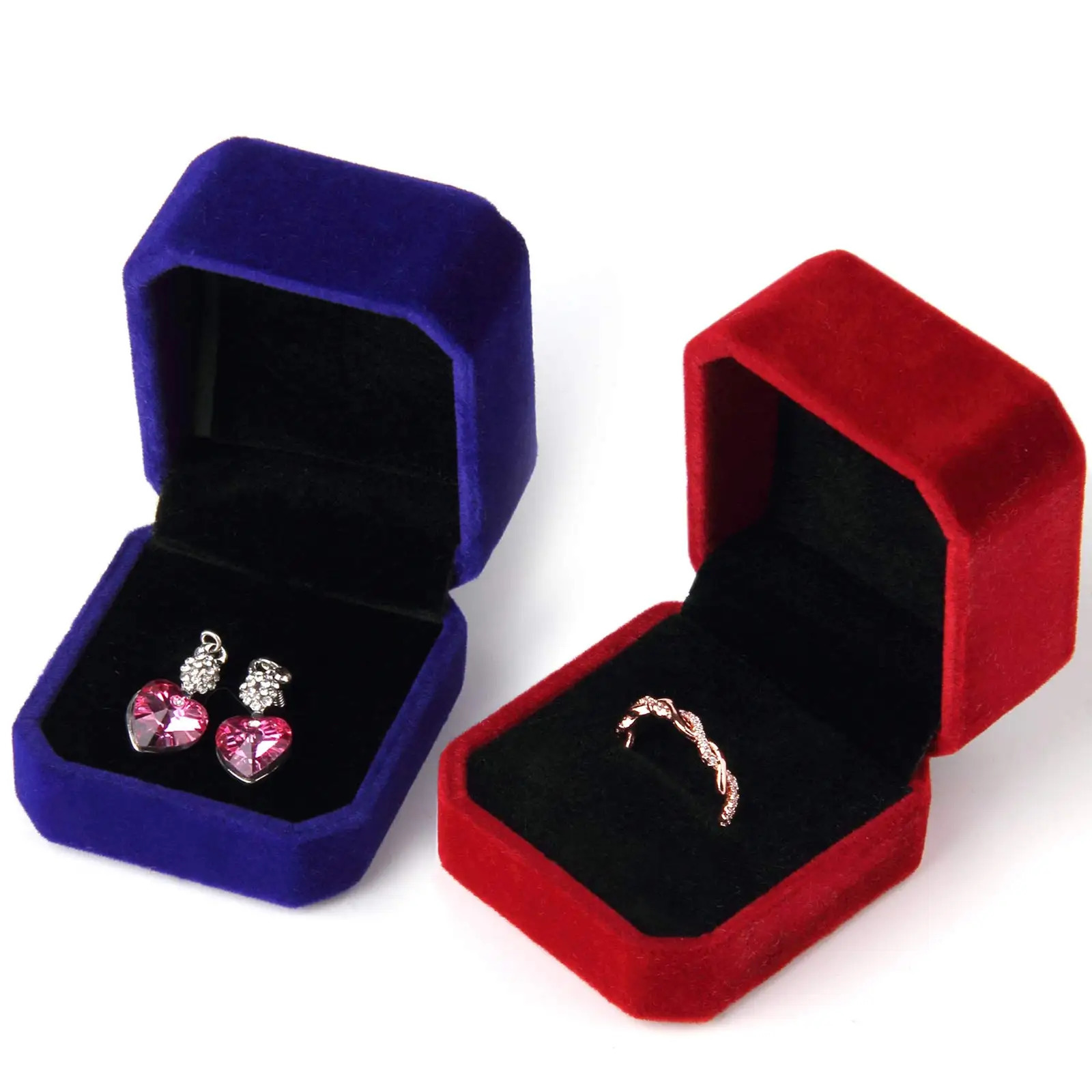 12 square red velvet ring boxes pearl treasure boxes storage organizer gifts earring packaging boxes portable travel wedding wholesale 241106