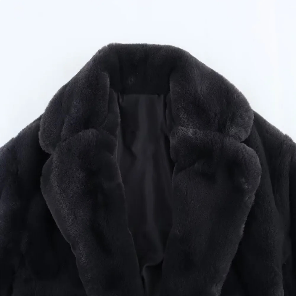 ZATT Autumn And Winter Collection Simplicity Elegant Streetwear Easy Match Warm Black Artificial Fur Women Coat 241104