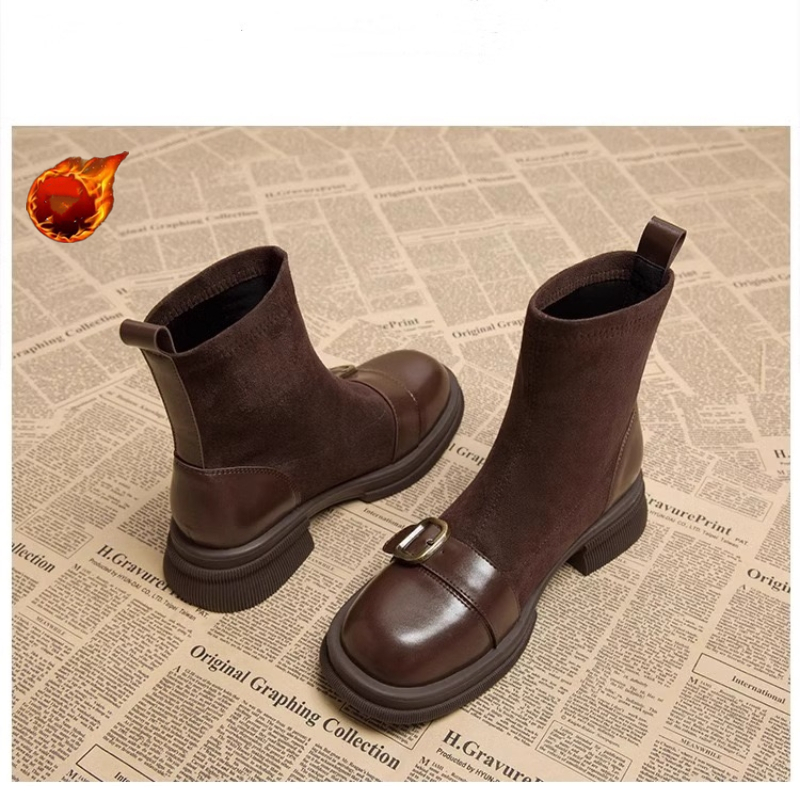 Ankle 2024 New Winter Round Toe Lace-up Short Womens Platform Designer Knight Boots Women Shoes