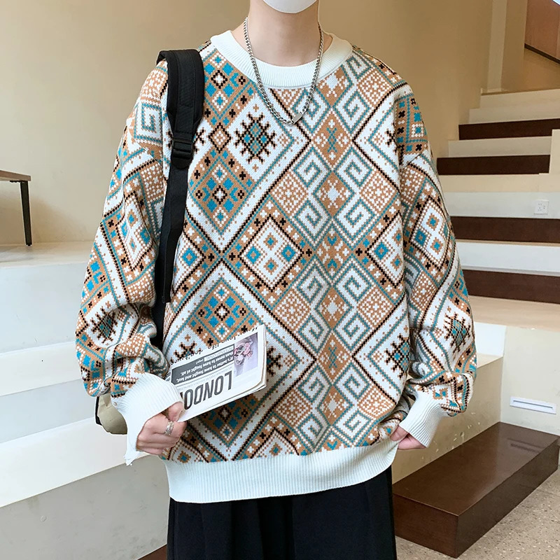 Pull Homme 2024 Fall Winter High End Wool Sweater Men Thick Warm Mens Christmas Jumper Korean Fashion Argyle Pullover 241106
