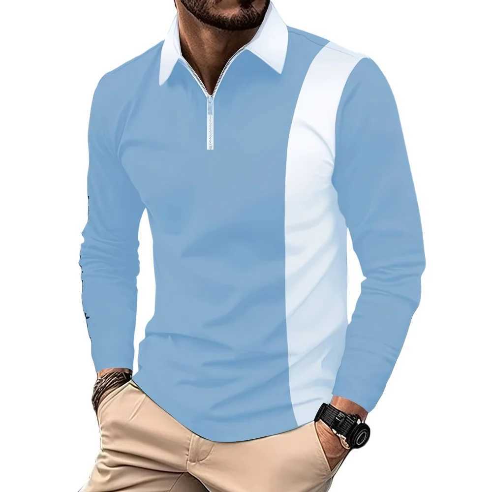 Solid color striped decal print 2024 mens fashion lapel sport mens Strt casual zipper long Sve clothing W241106