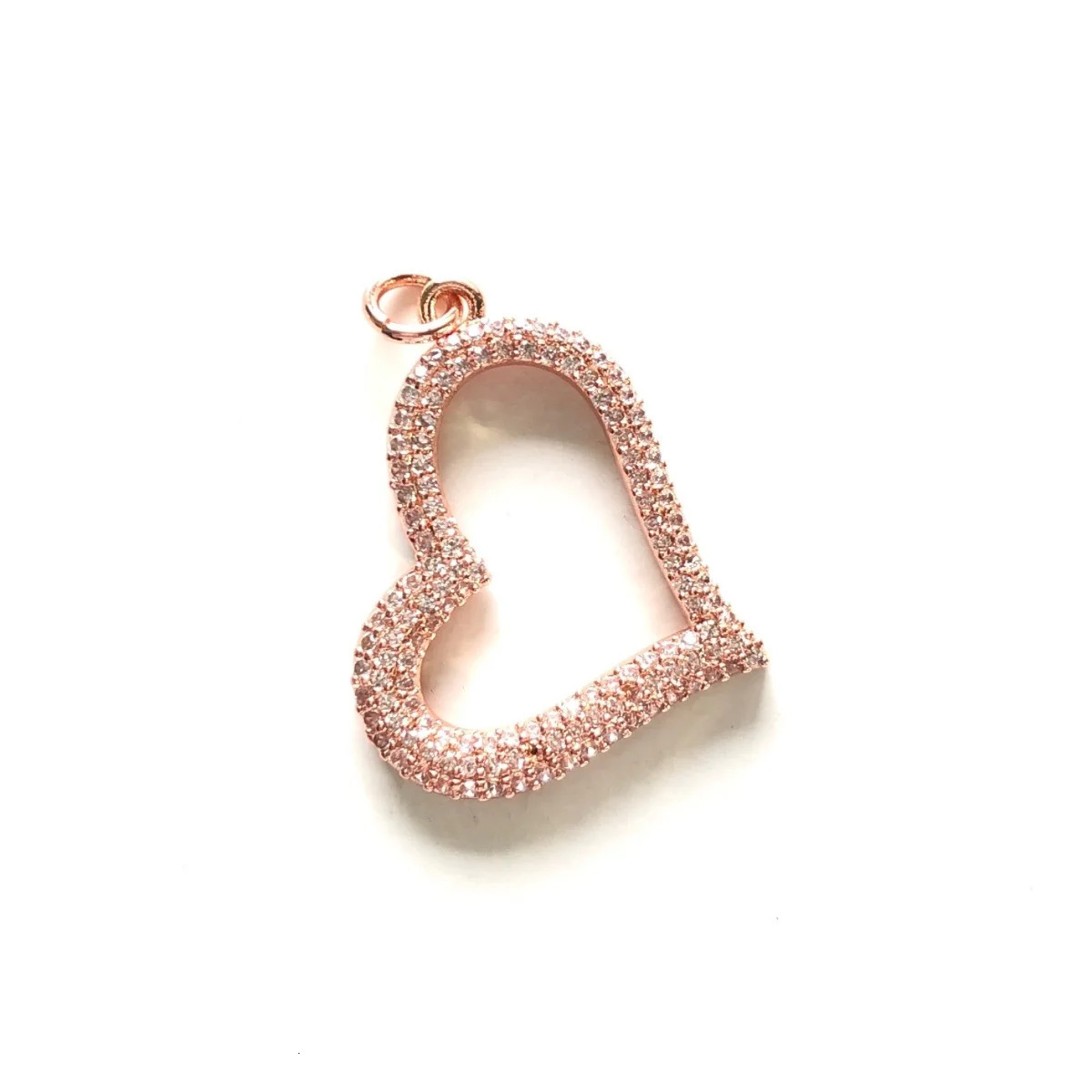 5 exquisite zirconia Pave heart-shaped charm pendants suitable for womens bracelets girl necklaces gold plates sparkling jewelry DIY accessories 24110