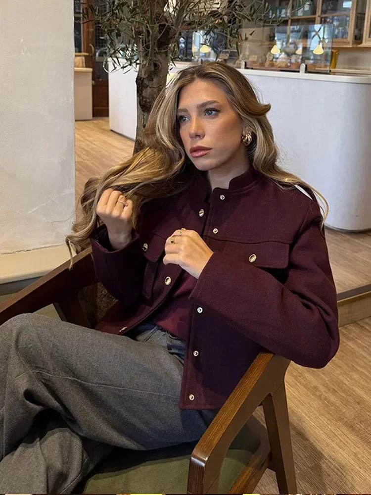 Autumn Elegant O Neck Long Sleeve Coat Female Fashion Single Breasted Pocket Jackets 2024 Winter Office Lady Street Overcoat 241106