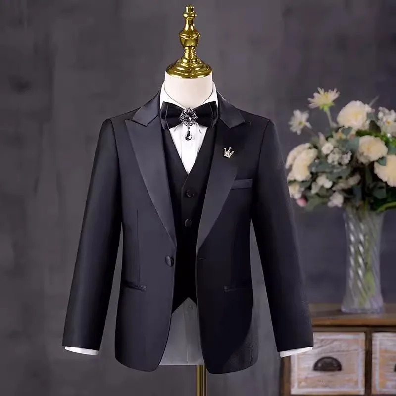 Flower Boys Piano Pography Suit Kids Party Ceremony Costume Children Birthday Wedding Prom Eve Wear Performance Tuxedo Dress 241106
