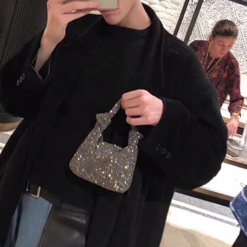 Womens Handbag Silver Black Rhinestone Evening Bag Small Clutch Bag Sac A Main Womens Fashion Mini Sac Bag 241105