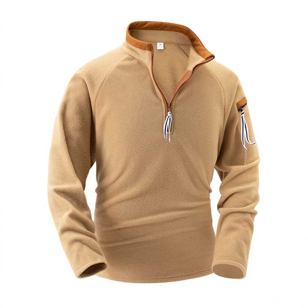 Cross border mens new stand up collar half zipper long SVE tactical arm zipper hooded zipper sports casual mens clothing W241106