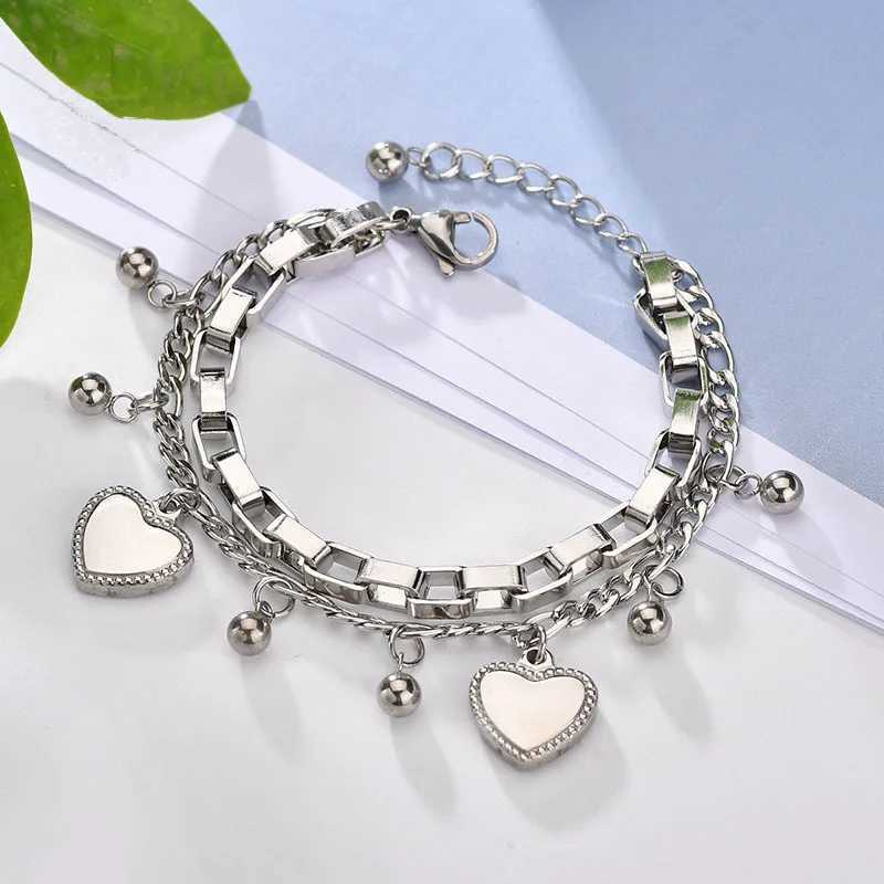 316L stainless steel Mtilayer bracelet suitable for warm high-quality gold rust proof girls wrist jewelry gifts X241106