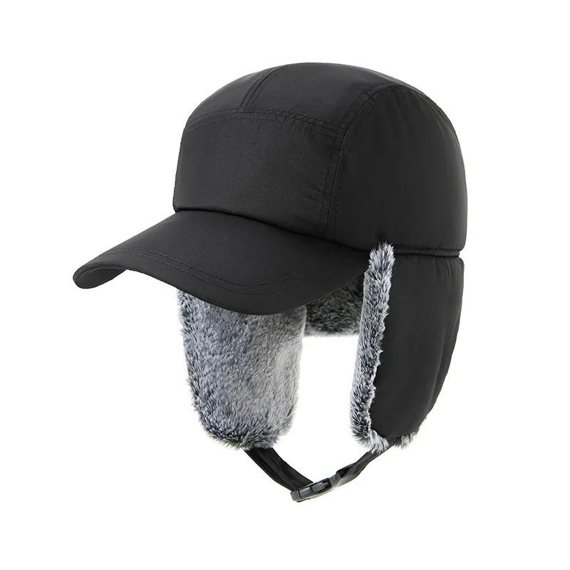 Mens Winter Hunter Pilot Cavalry Ear Hoods Warm Russian Waterproof Ski Hat Bomber Hat Warm Ear Hoods Large Baseball Hat 241106