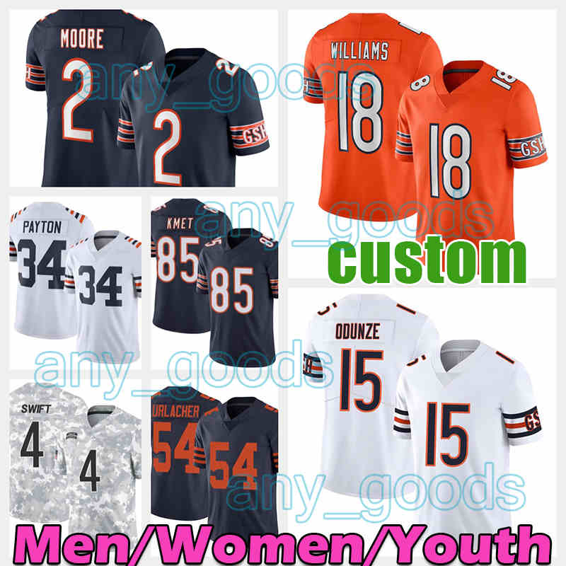18 Caleb Williams Football Jersey 15 Rome Odunze 2 D.J. Moore 85 Cole Kmet 1 Jaylon Johnson DJ 4 D'Andre Swift Brian Urlacher Dick Butkus DAndre 13 Keenan Allen Montez Sweat