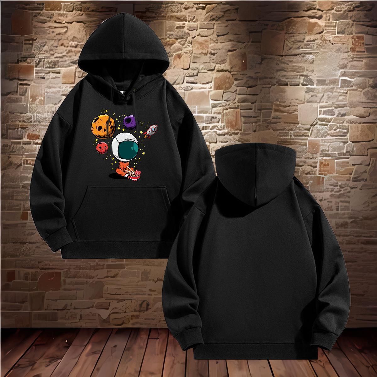 New Man Hoodie Long Sleeve Soft Wholesale Mens Hoodie Black Oversized Hoody Anime Printing Street Thick Fleece