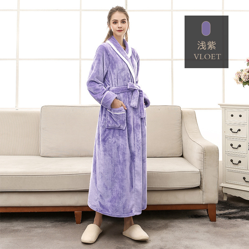 Women's autumn and winter new long plush thick cardigan nightgown Korean version cute rabbit ear bathrobe warm set trendy