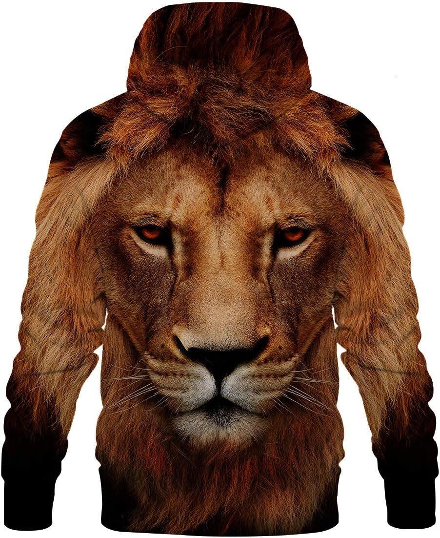 Hoodie for Mens Womens lion Unisex Graphic Print Hoodies 3D Colorful Novelty Design Long Sleeve Sweaters with Pocket Graphic Fashionable and cool