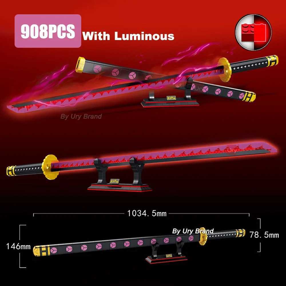 Blocks Japanese anime ninja warrior sword Katana glowing butterfly Nichirin knife Ananta MOC weapon block toy set adult boy giftY241106XS9W
