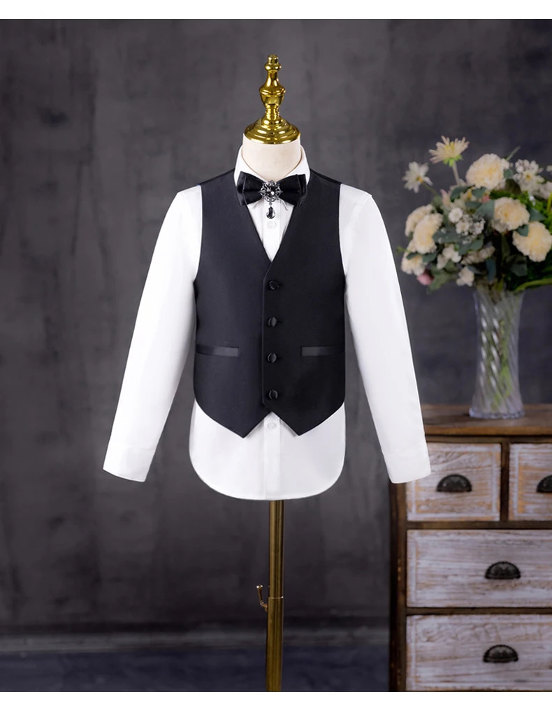 Flower Boys Piano Pography Suit Kids Party Ceremony Costume Children Birthday Wedding Prom Eve Wear Performance Tuxedo Dress 241106