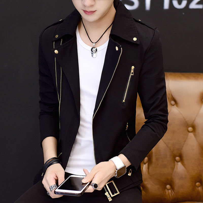 Spring And Autumn New Jacket Men's Sports Trend Youth Lapel Handsome Slim Trendy Outerwear