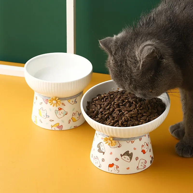 Ceramic Cat Bowl Anti Black Chin Anti Knock Water Bowl Cat Pet Supplies Cat Food Bowl Cat Food Bowl Dog BowlNew Pet FoodUtensils