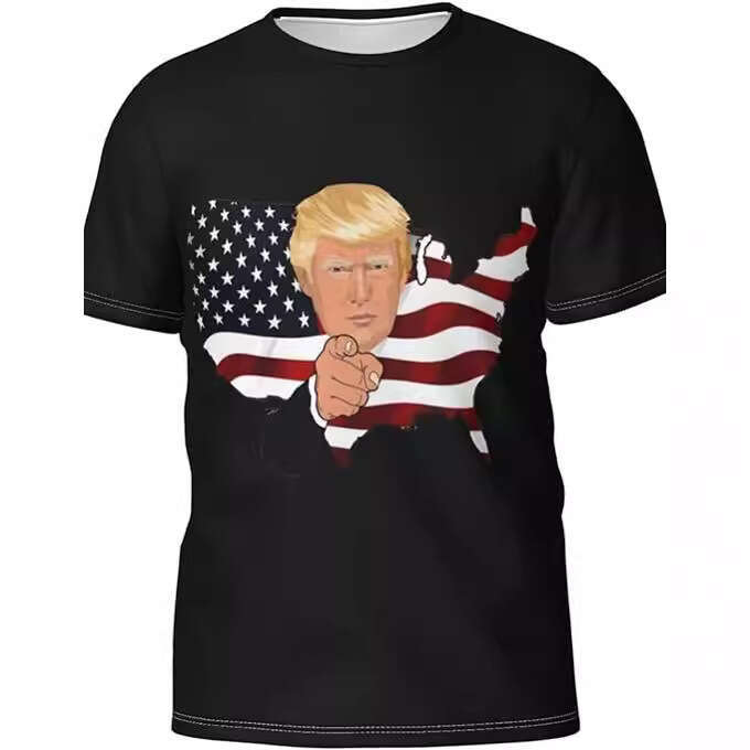 shanshi mens designer t shirt Trump T-shirt Summer Handsome Exercise Running Quik Dry Round Neck Short Sleeve Top Fun 3D Printed Image