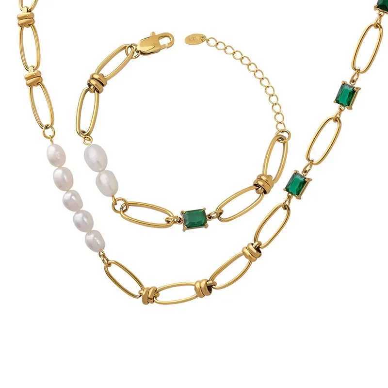 Fashionable retro natural jade pin Wen jewelry set designer new freshwater pearl Wen necklace luxury bracelet X241106