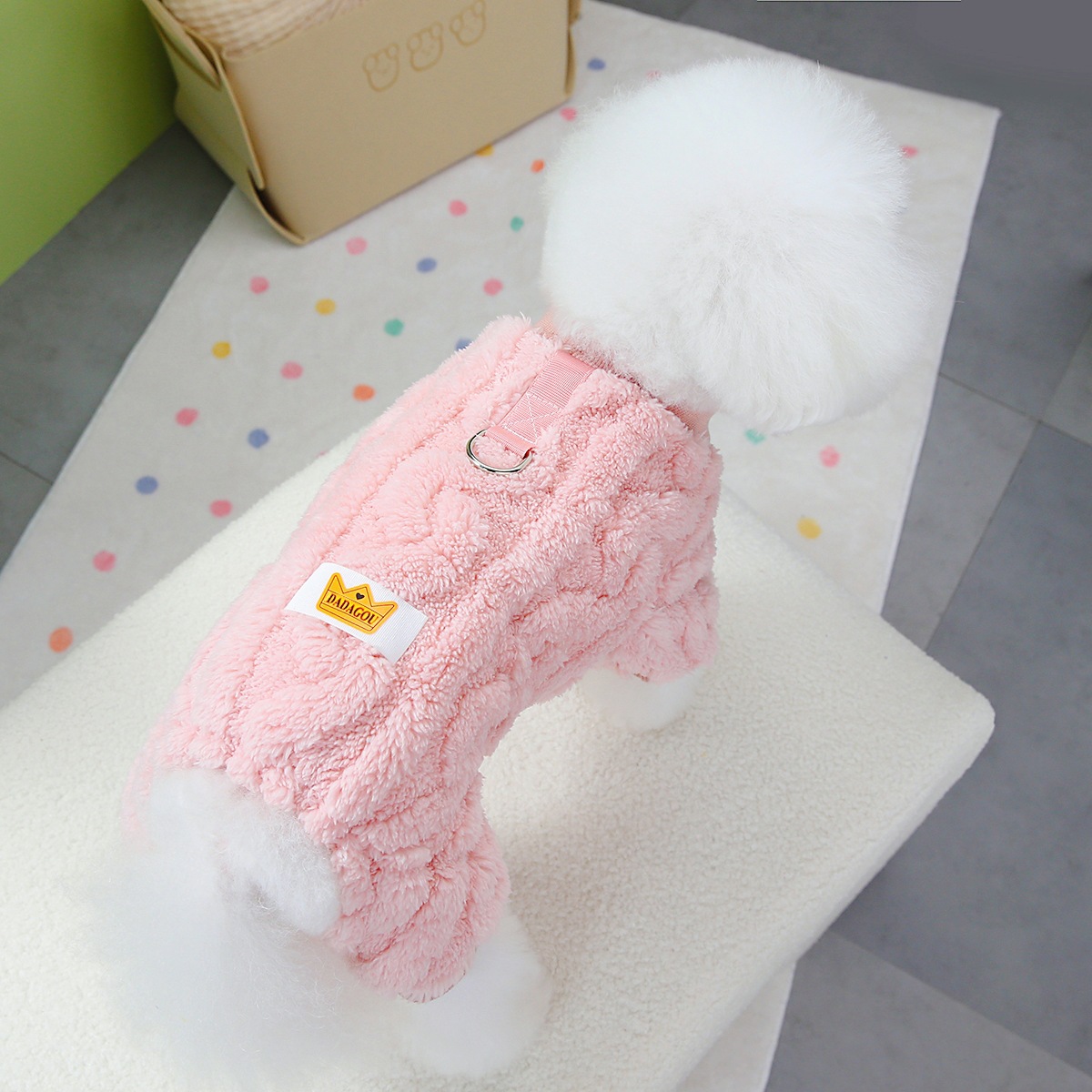 Pet Dog Apparel Four Legs Fleece Clothes Blank Color Autumn Winter Dog Clothes Jumpsuit